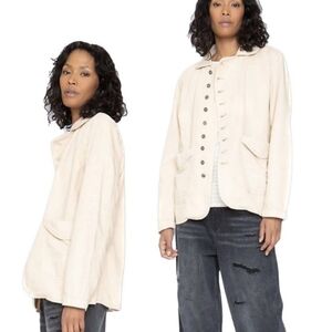 Free People Cotton/Linen Oversized Denim Jacket